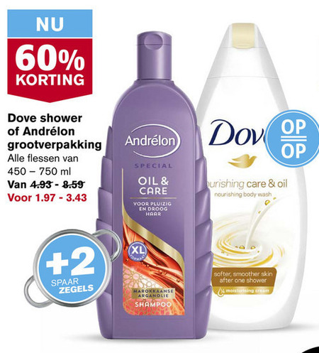 Dove   shampoo, douchegel folder aanbieding bij  Hoogvliet - details