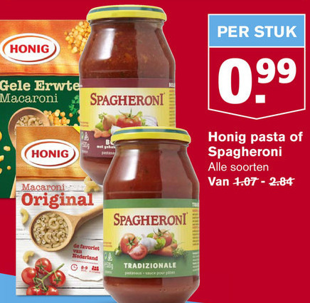 Spagheroni   pasta, pastasaus folder aanbieding bij  Hoogvliet - details