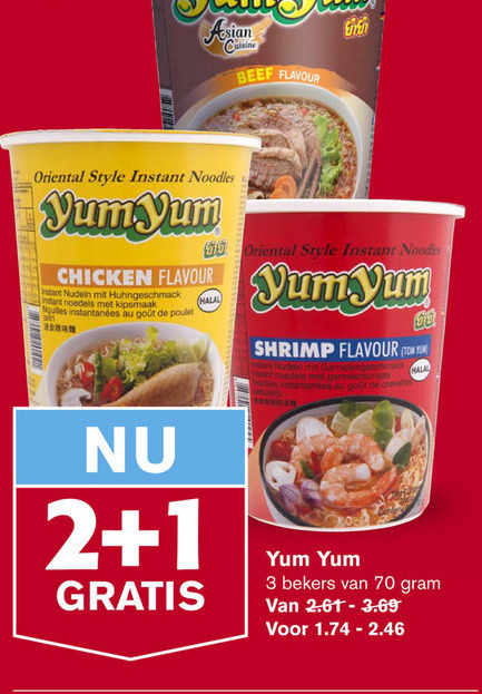 Yum Yum   noodles folder aanbieding bij  Hoogvliet - details