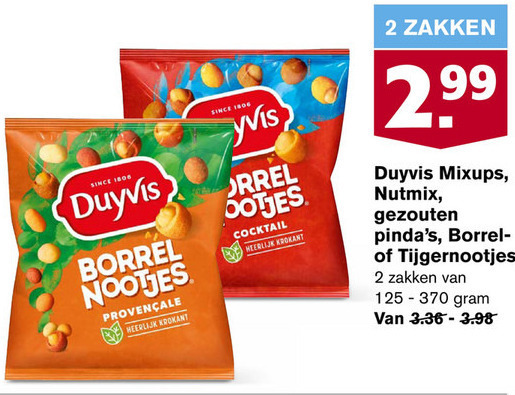 Duyvis   pindas, borrelnootjes folder aanbieding bij  Hoogvliet - details