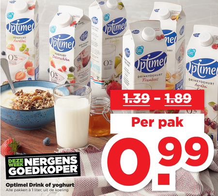 Optimel   drinkyoghurt, vruchtenyoghurt folder aanbieding bij  Plus - details