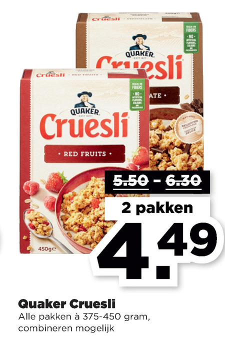 Quaker   cruesli folder aanbieding bij  Plus - details