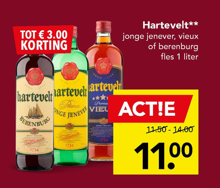 Hartevelt   vieux, jenever folder aanbieding bij  Deen - details