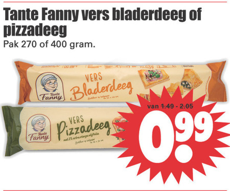 Tante Fanny   pizzadeeg, bladerdeeg folder aanbieding bij  Dirk - details