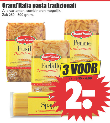 Grand Italia   fusilli, pasta folder aanbieding bij  Dirk - details