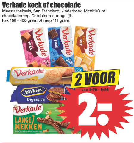 Verkade   chocolade, biscuits folder aanbieding bij  Dirk - details