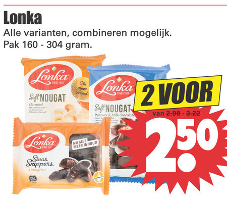 Lonka   fudge, noga folder aanbieding bij  Dirk - details