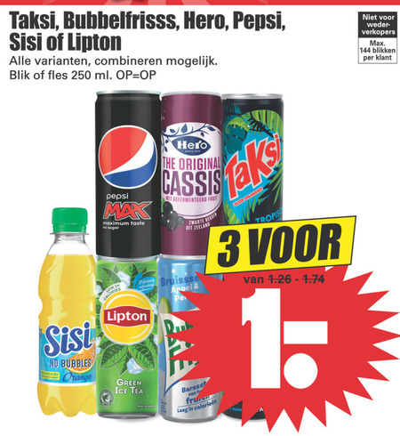 Sisi   frisdrank, ice tea folder aanbieding bij  Dirk - details