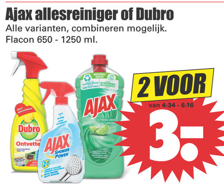 Ajax   ontvetter, afwasmiddel folder aanbieding bij  Dirk - details