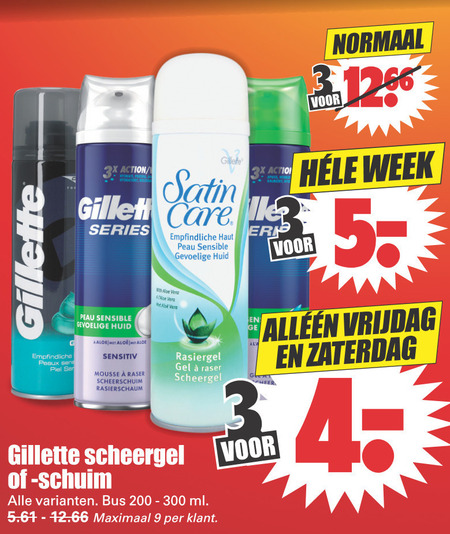 Gillette   scheerschuim, scheergel folder aanbieding bij  Dirk - details