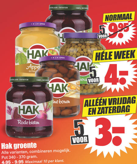 Hak groenteconserven folder aanbieding Dirk - details