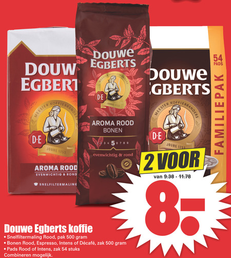 Douwe Egberts   koffiepad, koffiebonen folder aanbieding bij  Dirk - details