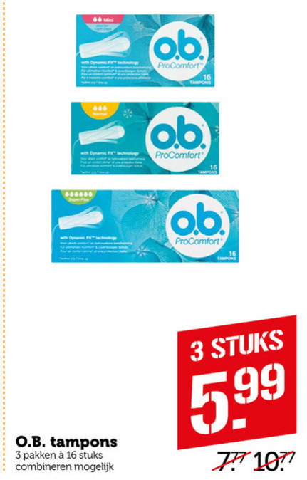 O.B.   tampons folder aanbieding bij  Coop - details