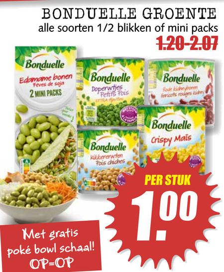 Bonduelle   groenteconserven folder aanbieding bij  MCD Supermarkt Basis - details