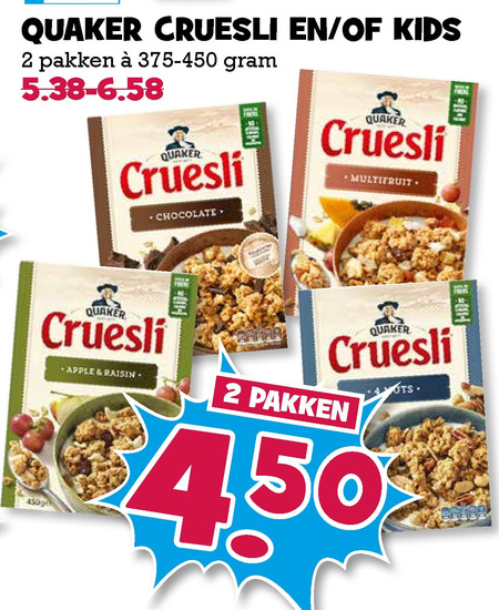 Quaker   cruesli folder aanbieding bij  Boons Markt - details