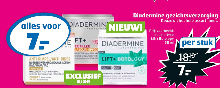 Diadermine   gezichtsverzorging folder aanbieding bij  Trekpleister - details