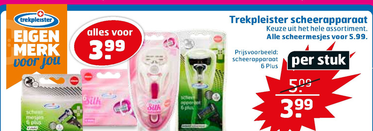 Trekpleister Huismerk   scheermesjes, heren handscheerapparaat folder aanbieding bij  Trekpleister - details