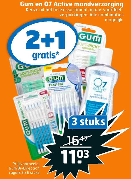 G.U.M.   mondwater, tandenstokers folder aanbieding bij  Trekpleister - details