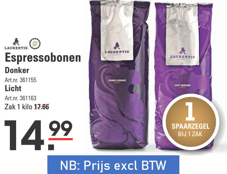 Laurentis   koffiebonen folder aanbieding bij  Sligro - details