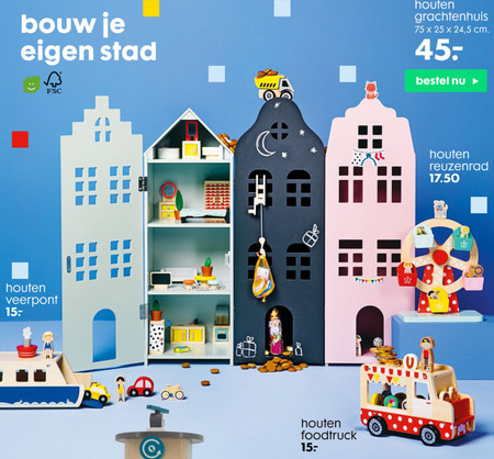 In werkelijkheid Dodelijk Dekbed houten speelgoed, poppenhuis folder aanbieding bij Hema - details