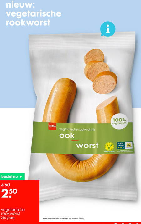 Hema huismerk   vegetarisch, rookworst folder aanbieding bij  Hema - details