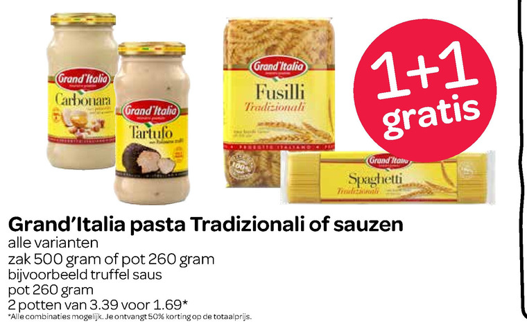 Grand Italia   pasta, fusilli folder aanbieding bij  Spar - details