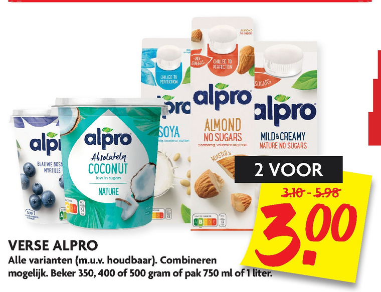 Alpro   soja zuivel, soja melk folder aanbieding bij  Dekamarkt - details