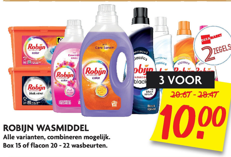 Robijn   wasmiddel folder aanbieding bij  Dekamarkt - details