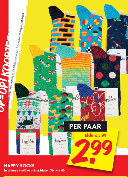 Happy Socks   damessok, herensokken folder aanbieding bij  Dekamarkt - details