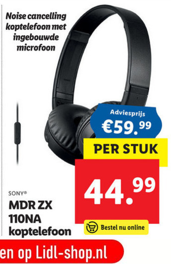 Sony   koptelefoon folder aanbieding bij  Lidl - details