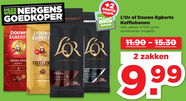 Douwe Egberts L Or   koffiebonen folder aanbieding bij  Plus - details