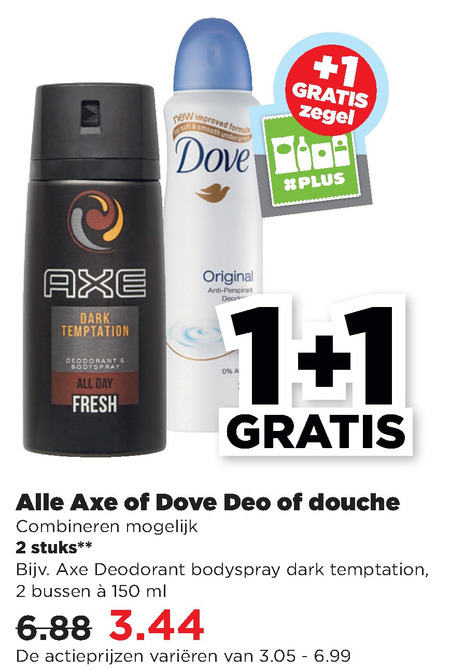 Axe   douchegel, deodorant folder aanbieding bij  Plus - details