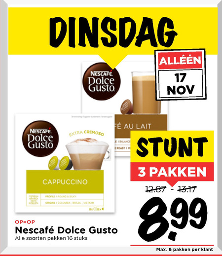 Nescafe   dolce gusto capsules folder aanbieding bij  Vomar - details