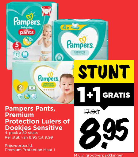 Pampers   luiers, billendoekjes folder aanbieding bij  Vomar - details