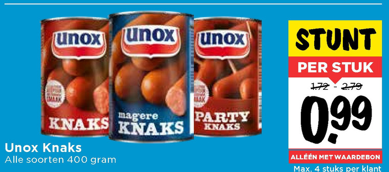 Unox   knakworst folder aanbieding bij  Vomar - details