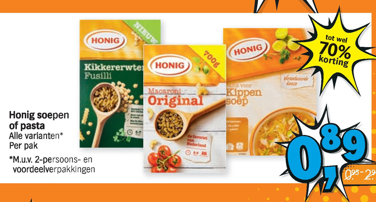 Honig   macaroni, fusilli folder aanbieding bij  Albert Heijn - details