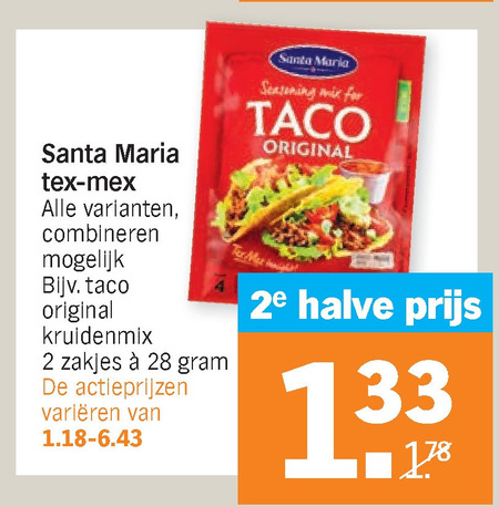 Santa Maria   tortilla, taco folder aanbieding bij  Albert Heijn - details