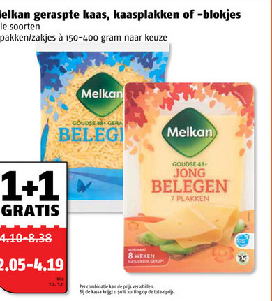 Melkan   kaasplakken, geraspte kaas folder aanbieding bij  Poiesz - details