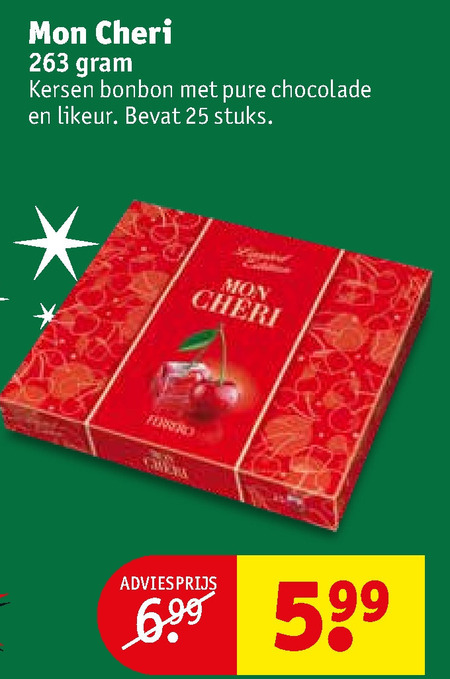 Mon Cheri   chocolade, bonbons folder aanbieding bij  Kruidvat - details