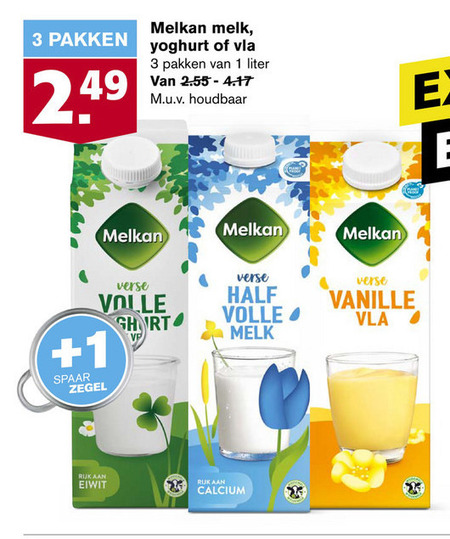 Melkan   melk, yoghurt folder aanbieding bij  Hoogvliet - details