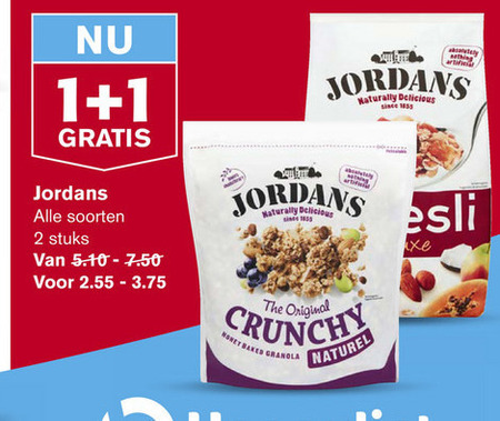 Jordans   cruesli, muesli folder aanbieding bij  Hoogvliet - details