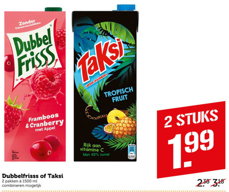 Dubbelfrisss   fruitdrank folder aanbieding bij  Coop - details