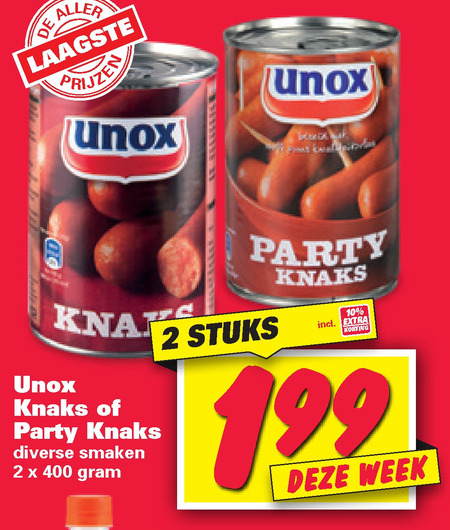 Unox   knakworst folder aanbieding bij  Nettorama - details