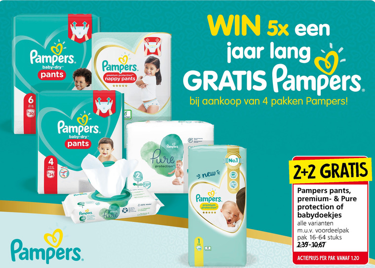 Pampers   luierbroekjes, luiers folder aanbieding bij  Jan Linders - details