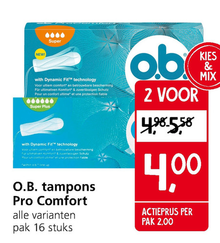 O.B.   tampons folder aanbieding bij  Jan Linders - details