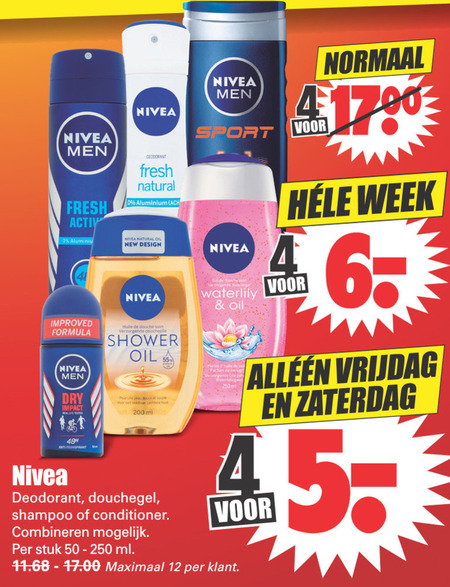 Nivea   douchegel, conditioner folder aanbieding bij  Dirk - details