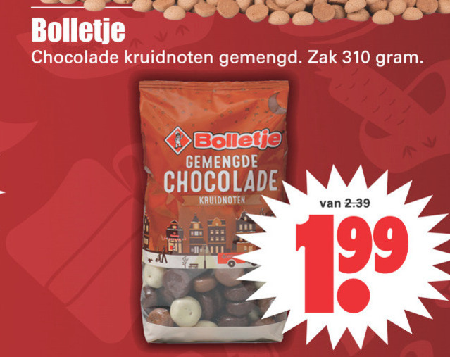 Bolletje   chocolade kruidnoten folder aanbieding bij  Dirk - details