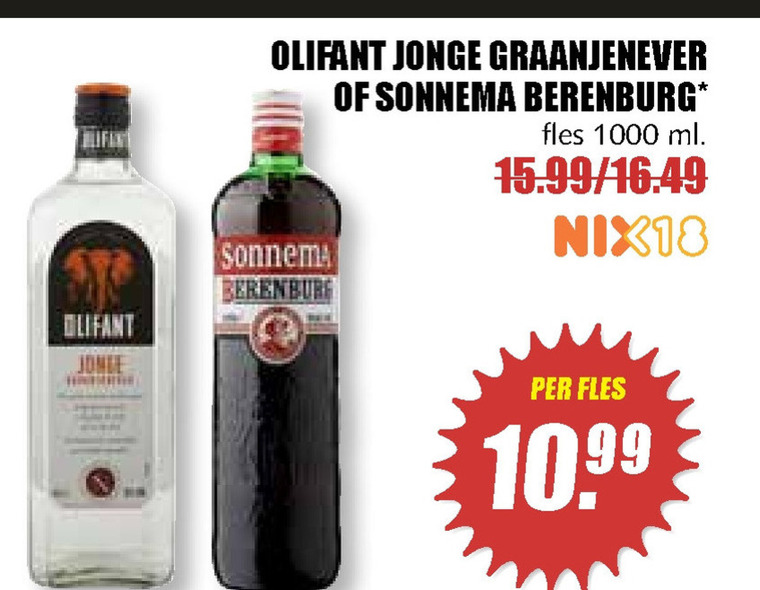 Olifant   jenever, berenburg folder aanbieding bij  MCD Supermarkt Basis - details