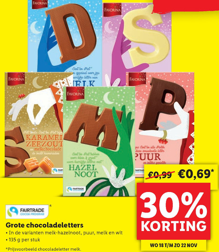 Favorina   chocoladeletter folder aanbieding bij  Lidl - details