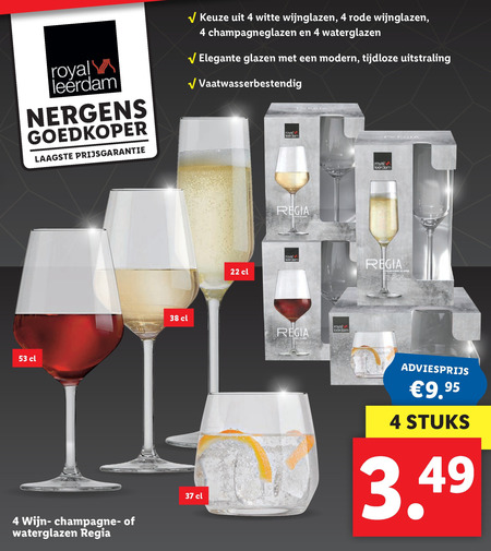 Royal Leerdam   champagneglas, glas folder aanbieding bij  Lidl - details